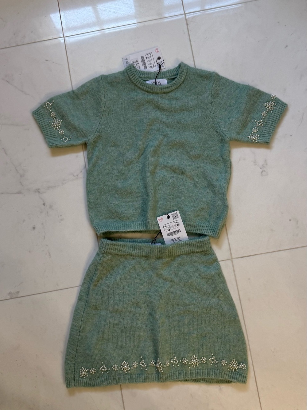 Zara Kids - Knit Green Beaded Set